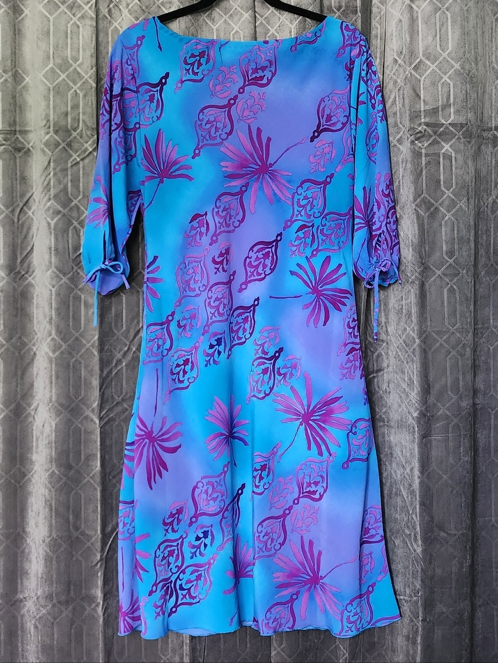 Mlle Gabrielle Blue & Purple Floral Shift Dress - Picture 2 of 5